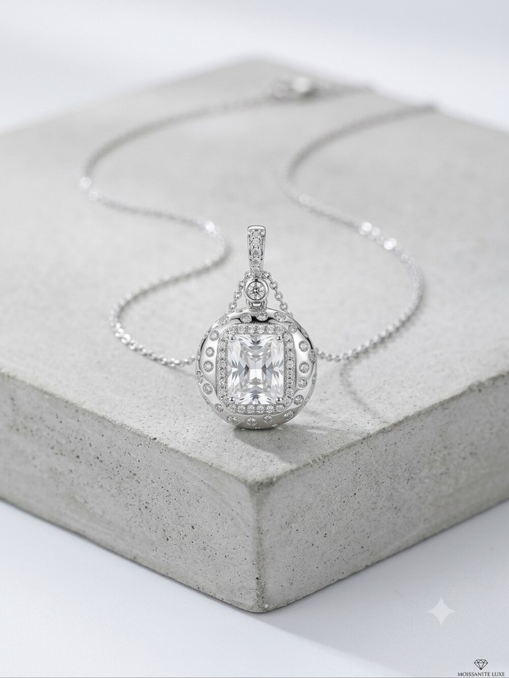 Moissanite 5.0 CTW NWT 925 Sterling Silver Large Pendant Necklace